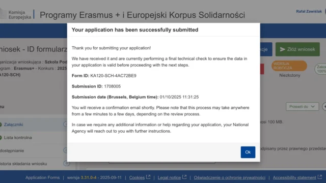Akredytacjo Erasmus przybywaj! Informujemy, że dziś został złożony wniosek o akredytację Erasmus na najbliższe lata. Trzymajcie kciuki!